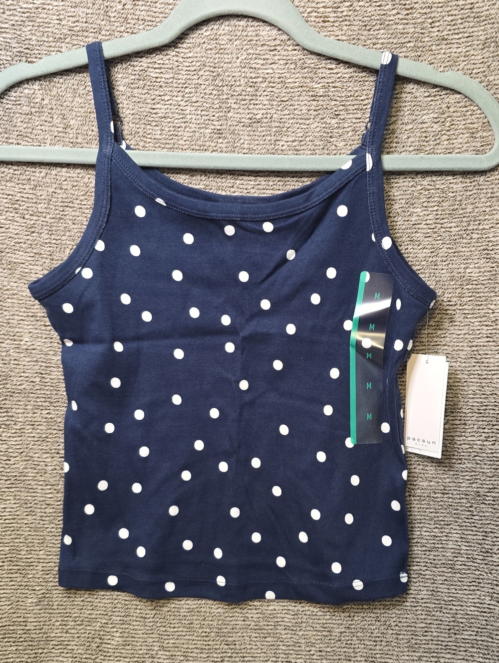 PacSun Kids Navy and White Polka Dot Spaghetti Strap Tank